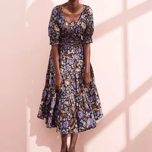 NWT small petite Ann Taylor Batik midi dress - Picture 1 of 4